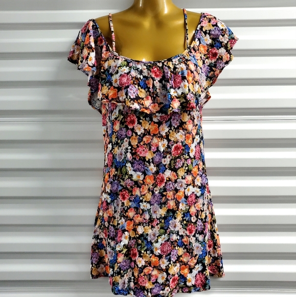 LUCKY BRAND Late Bloomer Floral-Print Cold-Shoulder Cover-Up Dress - Picture 4 of 7